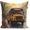 Sablio Vankúš Žlutý školní autobus - 60x60 cm