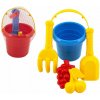 Teddies Sada na piesok 5ks plast vedro lopatka hrabličky bábovka 2ks 3 farby