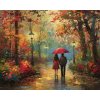 ZUTY Obrazy na stenu - PÁR POD DÁŽDNIKOM PO DAŽDI A JESENNÝ PARK Rámovanie: bez rámu a bez vypnutia plátna, Rozmer: 80x100 cm