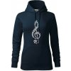 Husľový kľúč z nôt - Mikina dámská Cape s kapucí - M ( Tmavomodrá (veľmi tmavá - skoro čierna) )