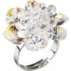 MSPERK Strieborný prsteň s krištáľmi Swarovski biely kvietok, pre ženy, pre slečny, crystal aurore boreale, nastaviteľný prsteň Ag 925/1000 6g/1g