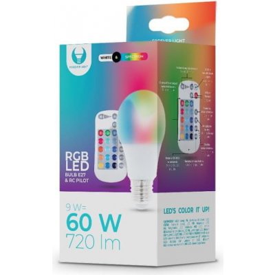 Forever LED žiarovka E27 A60 RGB 9 W s diaľkovým ovládaním biela