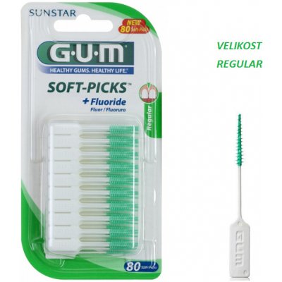 GUM Soft-Picks masážna medzizubná kefka s fluoridom, veľkosť regular, ISO 1, 80 ks