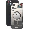 Apple iPhone 15 Plus - Sklo Zadného Housingu + Sklíčko Kamery + Kovový Pliešok + Magsafe Magnet (Black), Black