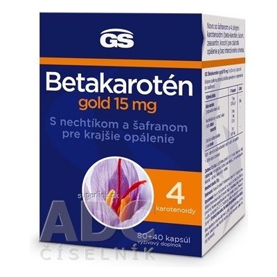 GS Betakarotén gold 15 mg cps s nechtíkom a šafranom 80+40 (120 ks), 8595693300558