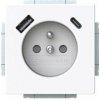 ABB zásuvka 1násobná s kolíkem, s clonkami, s nabíjením USB-A a USB-C; 2CKA002017A1918 mechová bílá (2CKA002017A1918)