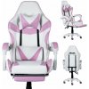 Hráčska stolička MTG s opierkou na krk a pás + opierka na nohy - bielo-ružová MTG