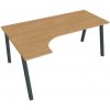 Hobis Pracovný stôl UNI A, ergo, pravý, 180x75,5x120 cm, dub/čierna