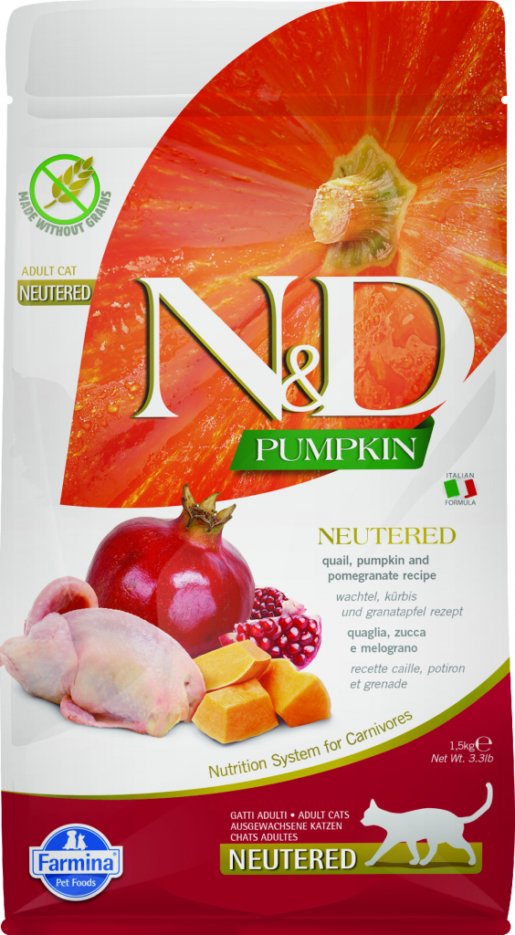 N&D GF Pumpkin CAT NEUTERED Quail & Pomegranate 1,5 kg