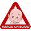 Nálepka na auto - s reflexným textom - chlapček Marcel