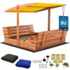 Drevené pieskovisko so strieškou lavičkami uzamykateľné veľké hnedé 140 cm