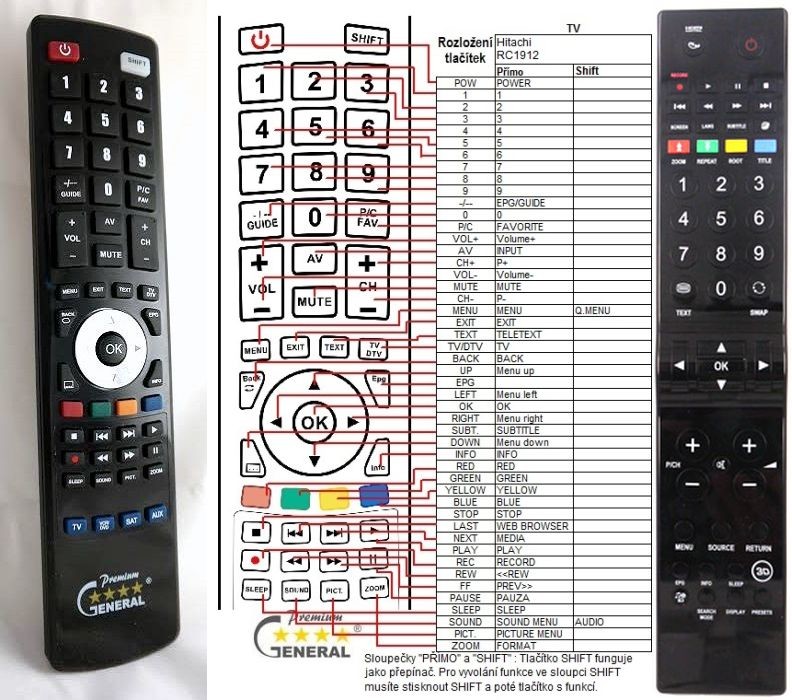 Diaľkový ovládač General Hitachi RC5100