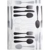 Obrus Splendid FORK, biely/čierny, 150 x 180 cm