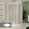 Mereo Sprchový set z Kory Lite, štvrťkruh, 90 cm, biely ALU, sklo Grape a vysoké SMC vanič CK35121ZH
