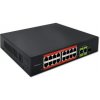Switch fast ethernet poe 16× rj45 10/100 mb/s + 2× uplink gigabit rj45 a 1× sfp