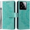 Peňaženkové puzdro Embossing Pattern Flowery Mandala zelené – Xiaomi 15