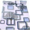 Samolepiace tapety 45 cm x 10 m IMPOL TRADE 9114 stromy s rámčekmi s 3D efektom modré Samolepiace tapety