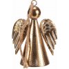 Závesná kovová vianočná dekorácia Anjel zvon 24 cm, zlatá