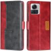 Peňaženkové kožené puzdro Contrast na Motorola Edge 30 Ultra - Červená a čierna