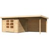 Drevený záhradný domček BASTRUP 5 s prístavkom Lanitplast