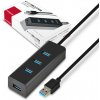 AXAGON HUE-S2BL, 4x USB3.0 CHARGING hub 1.2m kabel, micro USB nap. konektor Axagon