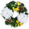 BerryHome Venček jesenný s chryzantémami, priemer 20 cm, biely