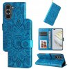 Peňaženkové kožené puzdro SUNFLOWER na Huawei Nova 10 – Modrá