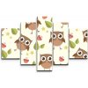 Sablio Obraz - 5-dílný Sovy - 125x90 cm