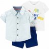 CARTER'S Set 3dielny tričko kr. rukáv, košeľa kr. rukáv, kraťasy Wildly Cute chlapec 9m