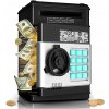 Sejf pokladnička pre deti na PIN, veľký elektronický bankomat na mince, čierny