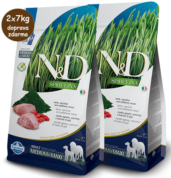 N&D Adult M&M Dog Spirulina GF Lamb and Wolfberry 2 x 7 kg