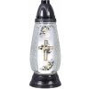 Lampa cintorínsky KRÍŽ S KVETOU sklenená 110g d11x29cm