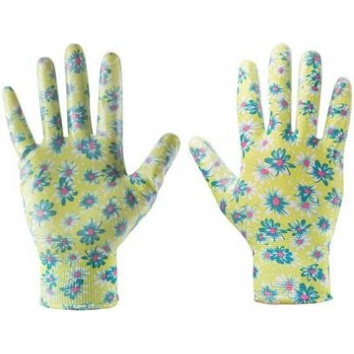 VERTO rukavice záhradné povrstvené nitrilom, veľ.7", kvetinový vzor, 97H140