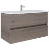 | Dřevojas - Kúpeľňová skrinka s umývadlom BANO 100x47 cm tmavý dub/biela | 8590828025139