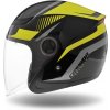Otvorená prilba na motorku Cassida Reflex s dlhým plexi - čierna / žltá fluo / strieborná - S