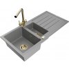 MEXEN/S MEXEN/S - Andres granitový drez s odkvapkávačom vrátane batérie Duero, šedá 6515-71-671600-50