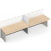 Kancelársky stôl PRIMO s paravánom, 2 miesta, magnetická tabuľa, sivá/breza