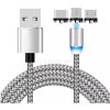 Luxria Led Magnetic Cable - Magnetický USB kábel s tromi koncovkami Farba: Strieborná