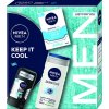 Nivea Men Balm Cooling Balzam po holení Sensitive Cool 100 ml, Tuhý AP 50 ml, Sprchový gél 250 ml Darčekové balenie
