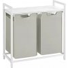 Vasagle Stojan na bielizeň, výsuvný a odnímateľný stojan na oblečenie s vreckom 2x46L, biely