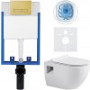 CERANO - Kompletný podomietkový WC set Lite/Dure - biela lesklá - WC tlačidlo Slim, zlatá - na zamurovanie - 51x35 cm