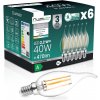 6x LED žiarovka E14 sviečka BA35 2,2W 470lm = 40W 4000K neutrálna biela 360° vlákno CLASS A LUMILED