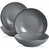 Vancasso Sada 4 kameninových hlbokých tanierov – sivé bodkované s lesklou glazúrou, priemer 20,3 cm
