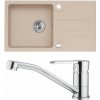 Alveus SET A514 Beige 55 / Chróm SETA514 - Drez Granitový Galapagos 30 - 770x430mm, vanička 380x370x150mm, Beige 55 + bateria Ruta, Chróm