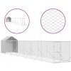VidaXL Ohrádka pre psa so strechou, strieborná, 2x14x2,5 m, galvanizovaná oceľ