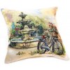 Gobelínová obliečka na vankúš 02, Bicykel pri fontáne, 45 x 45 cm, GO-v02-4