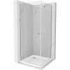 Mexen Roma Duo, sprchovací kút 70 (dvere) x 70 (dvere) cm, 6mm číre sklo, chrómový profil + slim sprchová vanička 5cm biela + chrómový sifón, 854-070-070-01-02-4010
