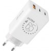 GaN 65W Cestovná nabíjačka USB-A + 2xUSB-C biela farba
