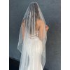 Svadobný závoj s perličkami 200 cm (ZDR-302) Off-white (Mléčno biela) (#1)