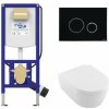 Villeroy & Boch set WC misa AVENTO s DirectFlush, sedátko SoftClose, predstenový modul WC SANIT Ineo Plus, tlačítko čierne